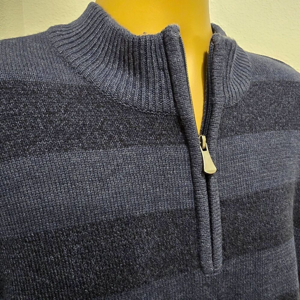 Method 1/4 Zip Stripe Sweater Mens Sz XL Cotton Blend Preppy Blue Ombre Grandpa
